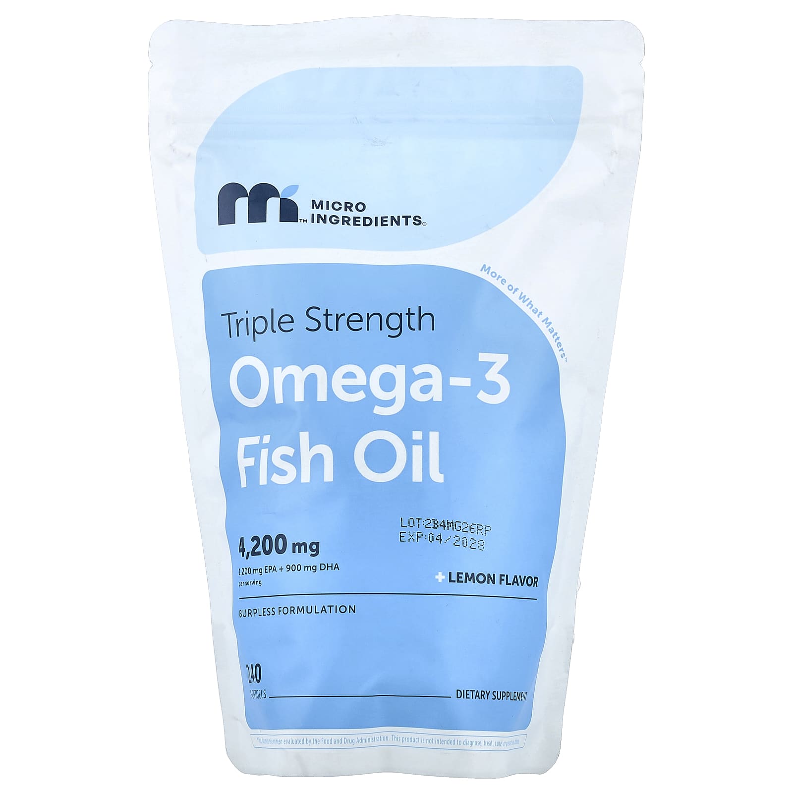 Micro Ingredients Omega-3 aceite de pescado limon - 240 softgels